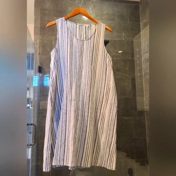 Max Studio | Dresses | Max Studio Sleeveless Blue And White Striped Linen  Blend Aline Dress Size Large | Poshmark